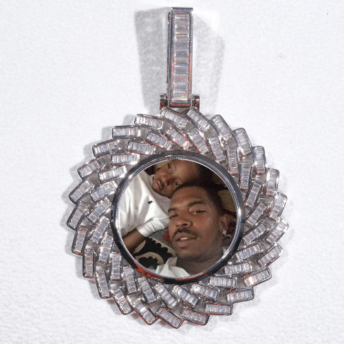 Large 3D Baguette Custom Picture Pendant