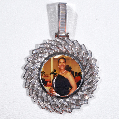 Large 3D Baguette Custom Picture Pendant