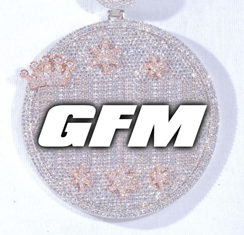 CUSTOM LETTER NECKLACE 3D BIG CROWN DISC