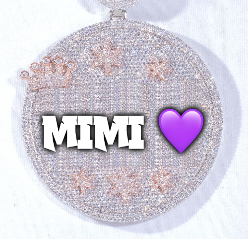 CUSTOM LETTER NECKLACE 3D BIG CROWN DISC