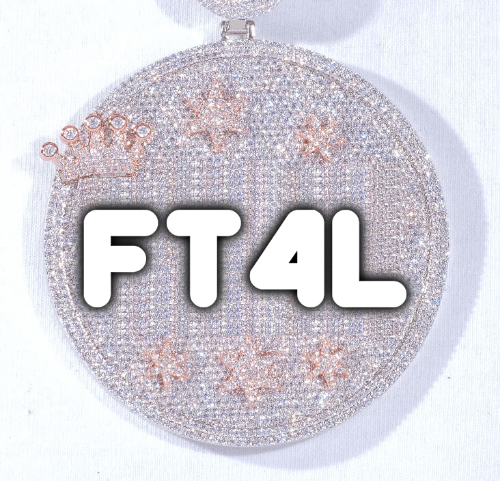CUSTOM LETTER NECKLACE 3D BIG CROWN DISC