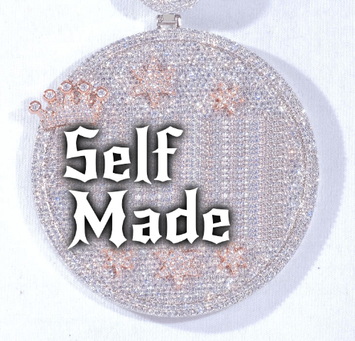 CUSTOM LETTER NECKLACE 3D BIG CROWN DISC
