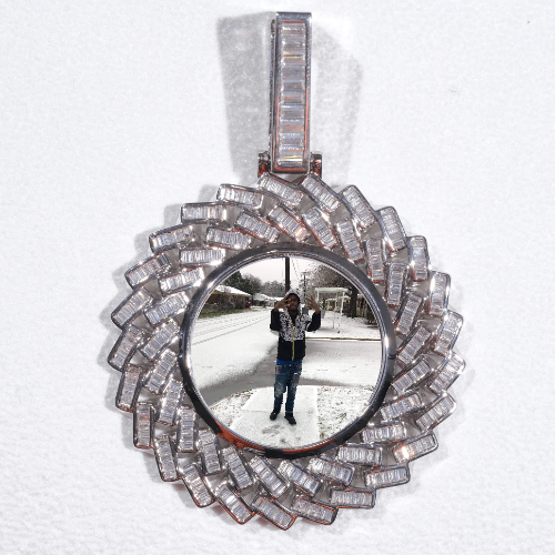 Large 3D Baguette Custom Picture Pendant