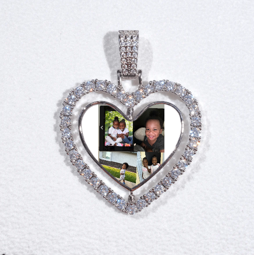 3D Spinning 2-Faced Heart Custom Picture Pendant