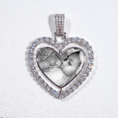 3D Spinning 2-Faced Heart Custom Picture Pendant