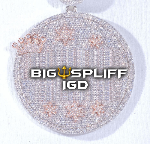 CUSTOM LETTER NECKLACE 3D BIG CROWN DISC