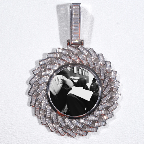 Large 3D Baguette Custom Picture Pendant