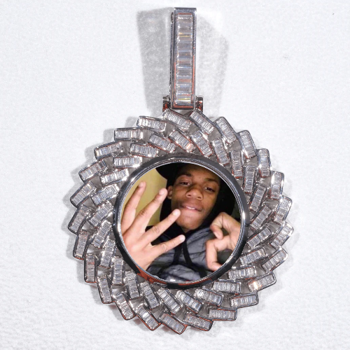 Large 3D Baguette Custom Picture Pendant