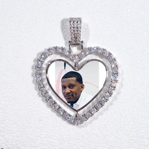 3D Spinning 2-Faced Heart Custom Picture Pendant
