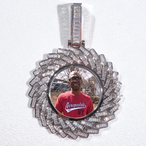 Large 3D Baguette Custom Picture Pendant