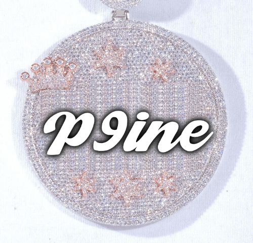CUSTOM LETTER NECKLACE 3D BIG CROWN DISC