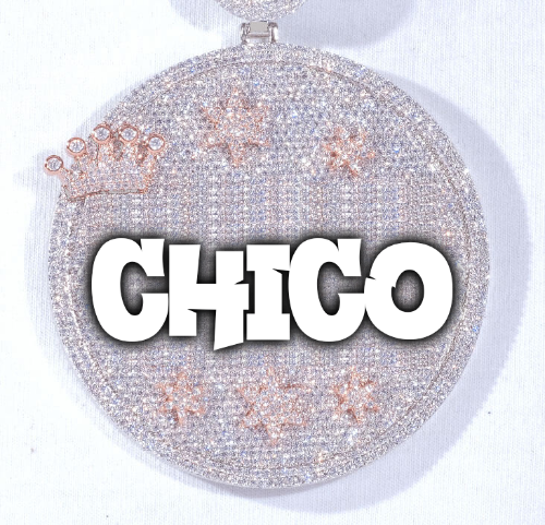 CUSTOM LETTER NECKLACE 3D BIG CROWN DISC