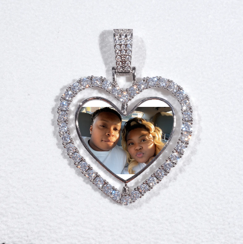 3D Spinning 2-Faced Heart Custom Picture Pendant