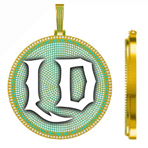 CUSTOM LETTER NECKLACE 3D BIG DISC