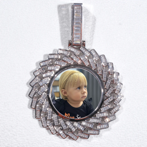 Large 3D Baguette Custom Picture Pendant