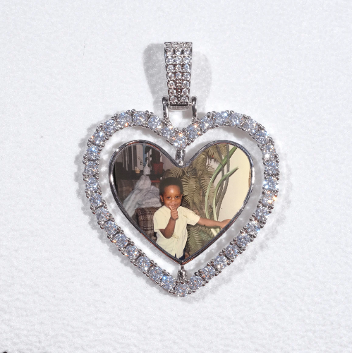 3D Spinning 2-Faced Heart Custom Picture Pendant