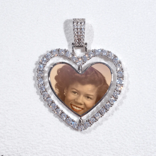 3D Spinning 2-Faced Heart Custom Picture Pendant