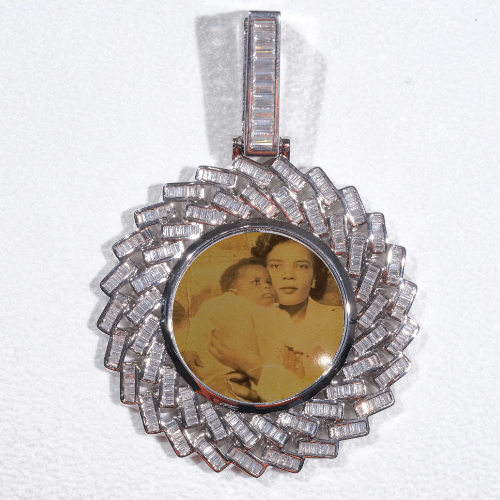 Large 3D Baguette Custom Picture Pendant