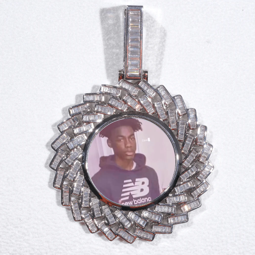 Large 3D Baguette Custom Picture Pendant