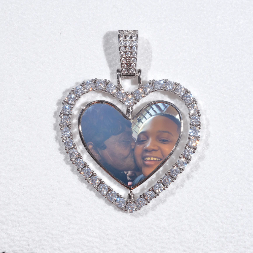 3D Spinning 2-Faced Heart Custom Picture Pendant