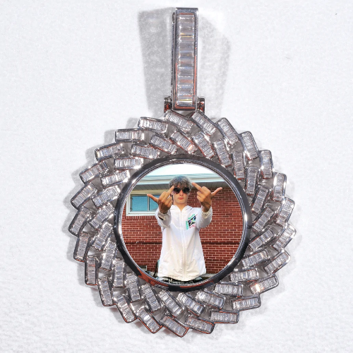 Large 3D Baguette Custom Picture Pendant