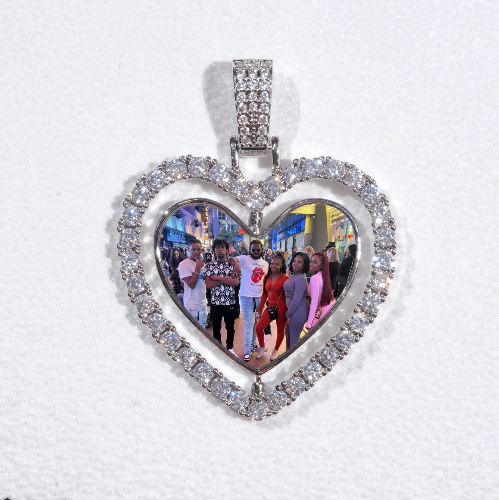 3D Spinning 2-Faced Heart Custom Picture Pendant
