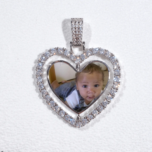 3D Spinning 2-Faced Heart Custom Picture Pendant