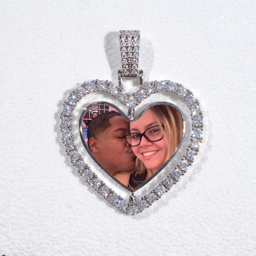 3D Spinning 2-Faced Heart Custom Picture Pendant