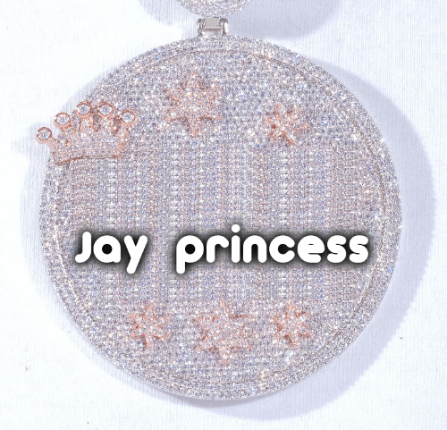 CUSTOM LETTER NECKLACE 3D BIG CROWN DISC