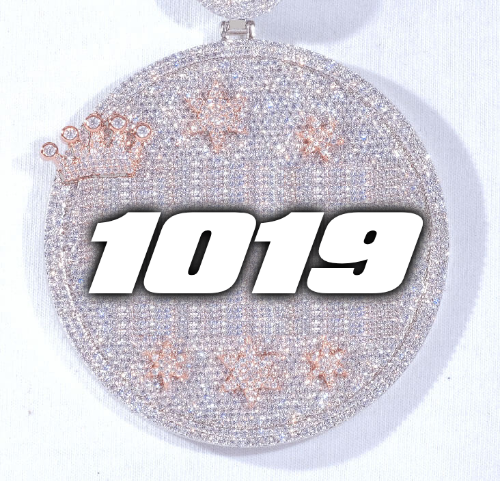 CUSTOM LETTER NECKLACE 3D BIG CROWN DISC