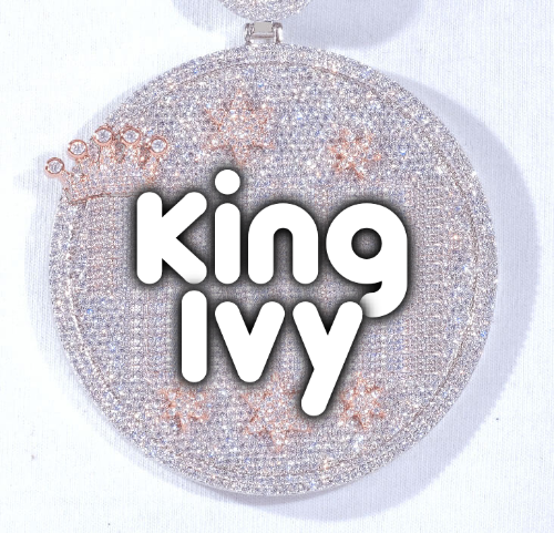 CUSTOM LETTER NECKLACE 3D BIG CROWN DISC