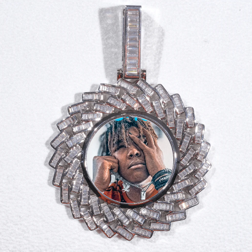 Large 3D Baguette Custom Picture Pendant