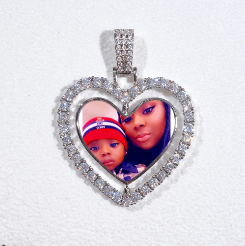 3D Spinning 2-Faced Heart Custom Picture Pendant