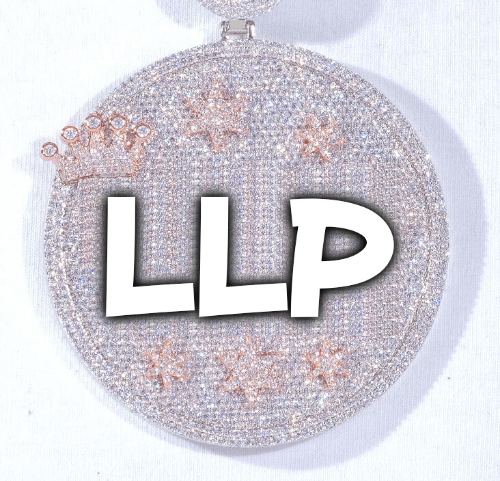 CUSTOM LETTER NECKLACE 3D BIG CROWN DISC