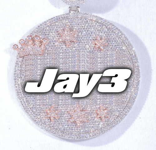 CUSTOM LETTER NECKLACE 3D BIG CROWN DISC