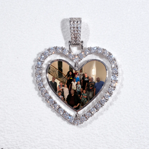 3D Spinning 2-Faced Heart Custom Picture Pendant