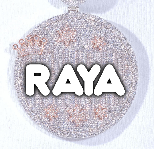 CUSTOM LETTER NECKLACE 3D BIG CROWN DISC