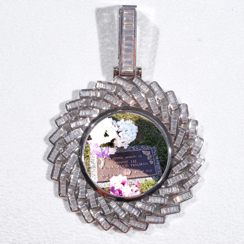 Large 3D Baguette Custom Picture Pendant