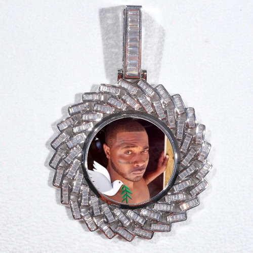 Large 3D Baguette Custom Picture Pendant