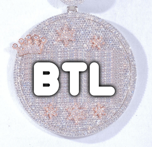 CUSTOM LETTER NECKLACE 3D BIG CROWN DISC