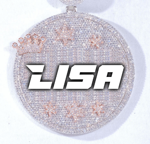CUSTOM LETTER NECKLACE 3D BIG CROWN DISC