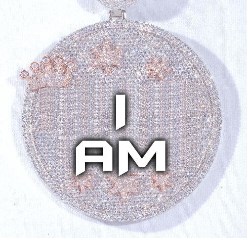 CUSTOM LETTER NECKLACE 3D BIG CROWN DISC