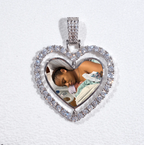 3D Spinning 2-Faced Heart Custom Picture Pendant