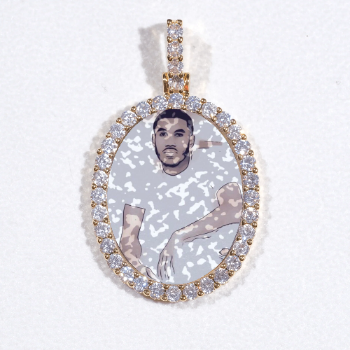 3D Oval Custom Picture Pendant