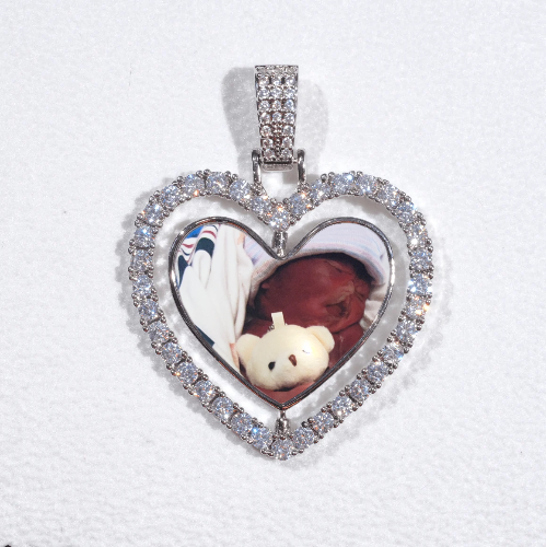 3D Spinning 2-Faced Heart Custom Picture Pendant