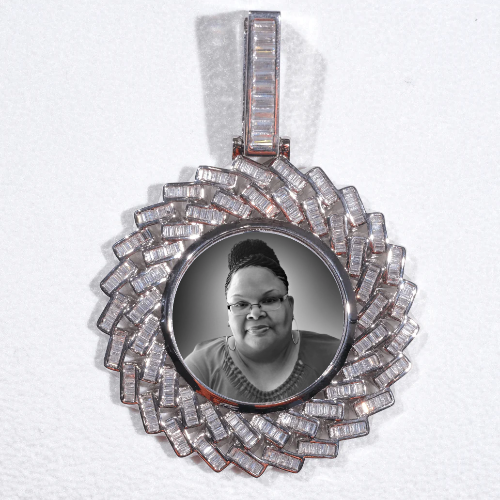 Large 3D Baguette Custom Picture Pendant