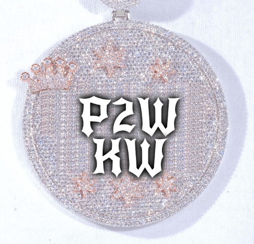 CUSTOM LETTER NECKLACE 3D BIG CROWN DISC