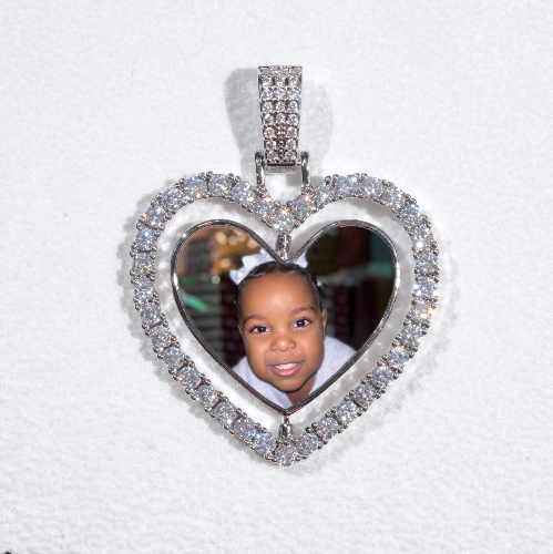 3D Spinning 2-Faced Heart Custom Picture Pendant