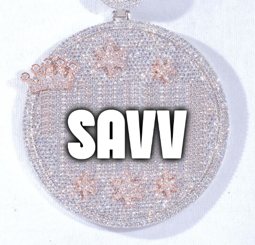 CUSTOM LETTER NECKLACE 3D BIG CROWN DISC