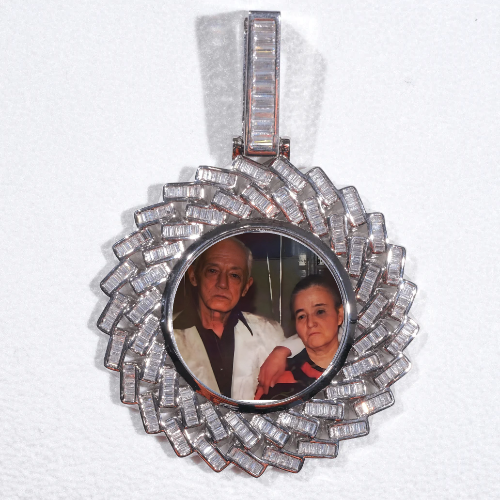 Large 3D Baguette Custom Picture Pendant